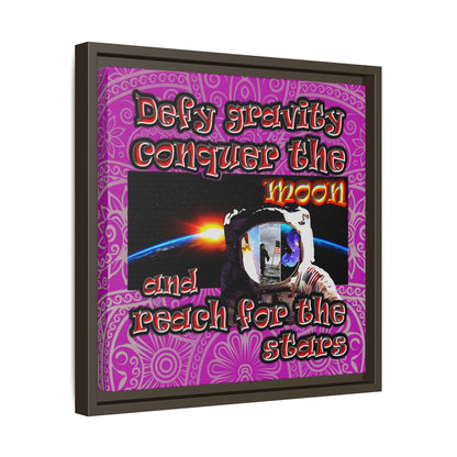 defy conquer reach - framed canvas art (pink swirl)