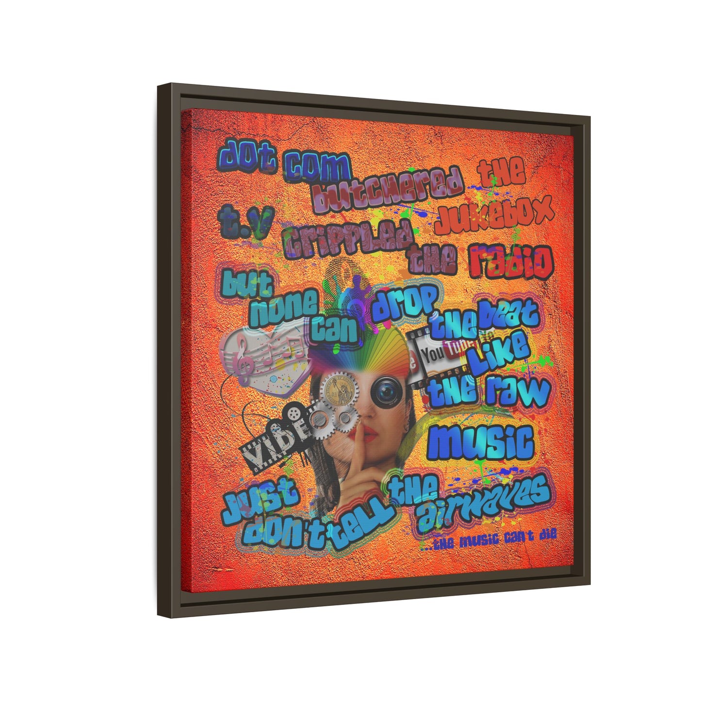 drop the beat - framed canvas art (burnt orange)