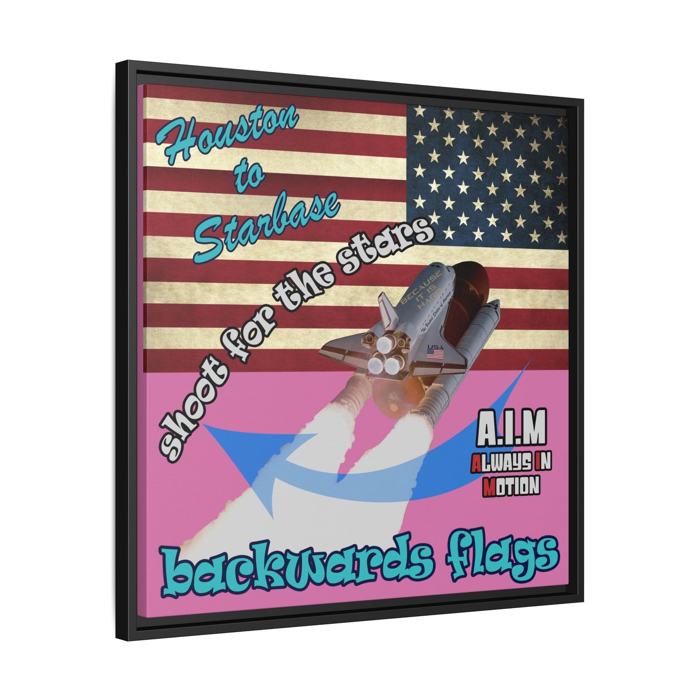 shoot for the stars - framed canvas art (light pink)