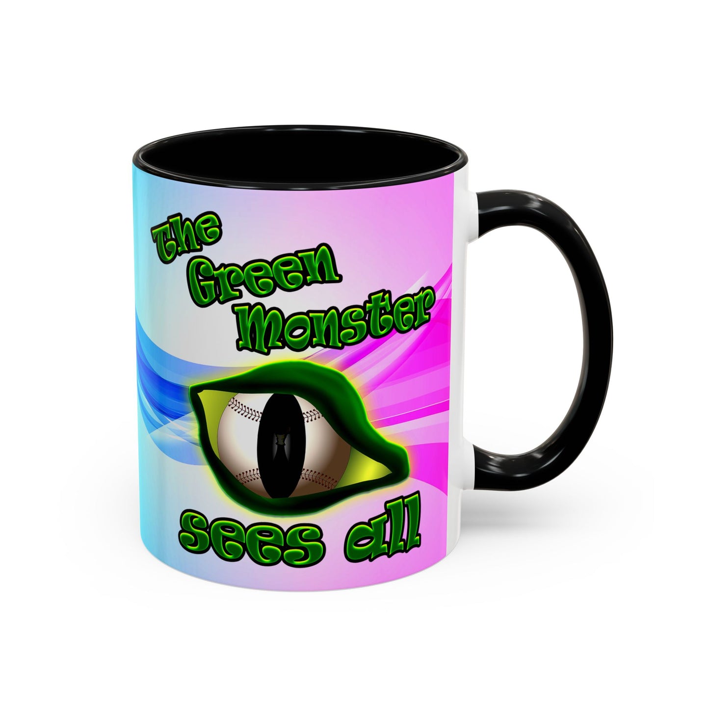 green monster - Accent Mug (light blue-pink wave)