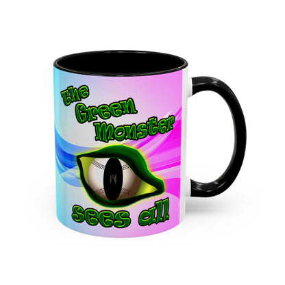 green monster - Accent Mug (light blue-pink wave)