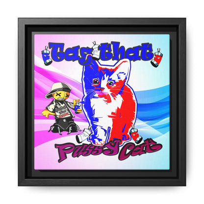 tag that - framed canvas art (light blue-pink wave)
