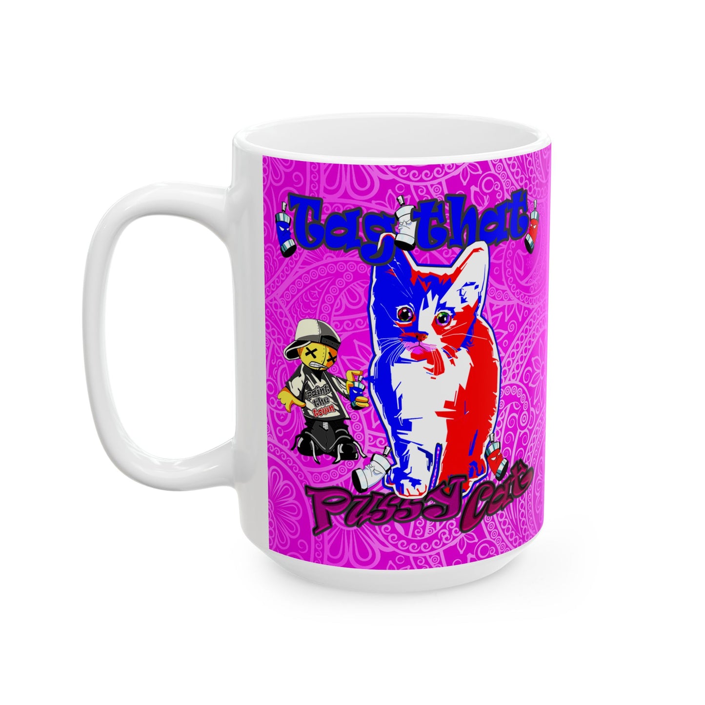 tag that - White Mug (pink swirl)