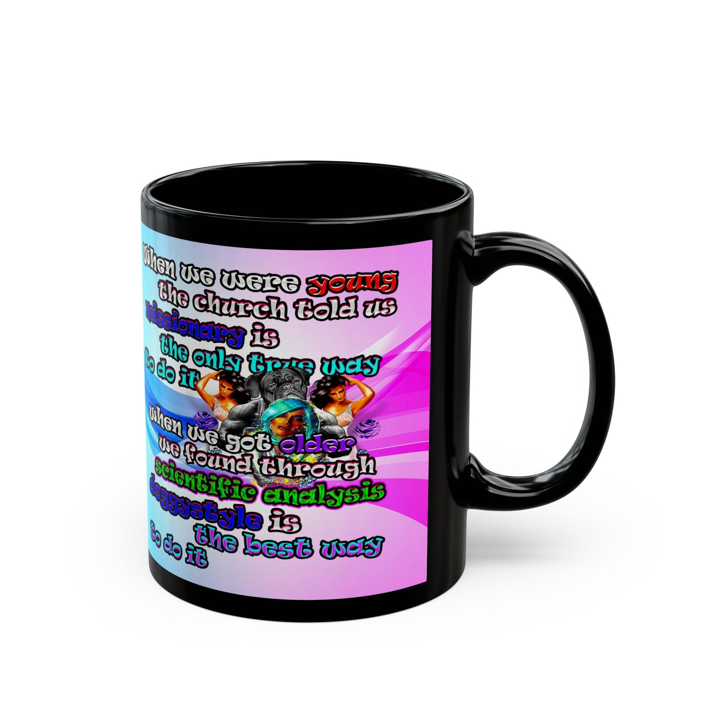 doggystyle - Black Mug (light blue-pink wave)