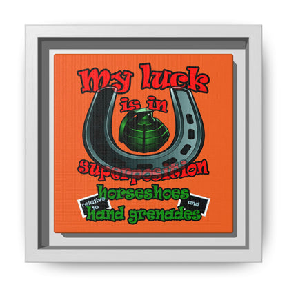 my luck - framed canvas art (orange)