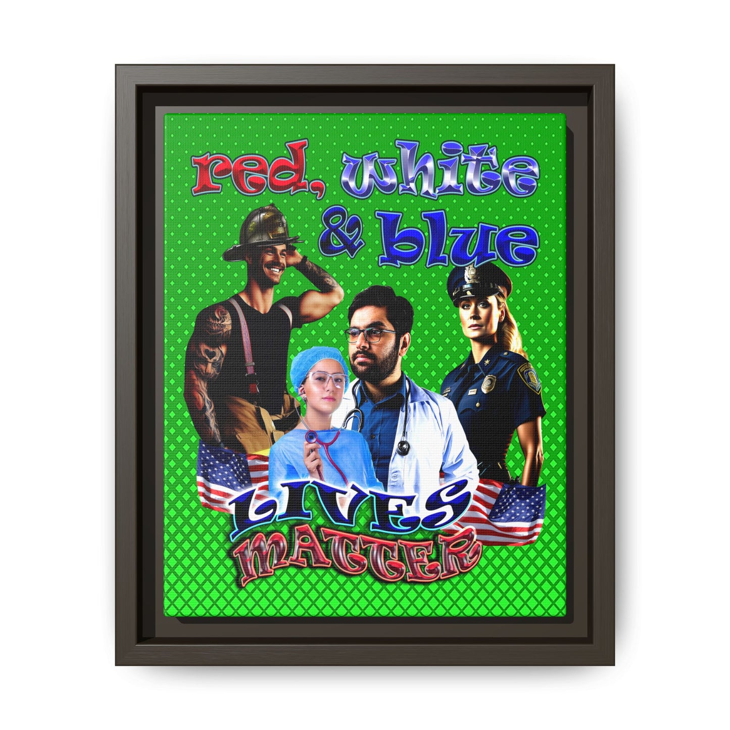 rw&b lives matter - framed canvas art (logo green)