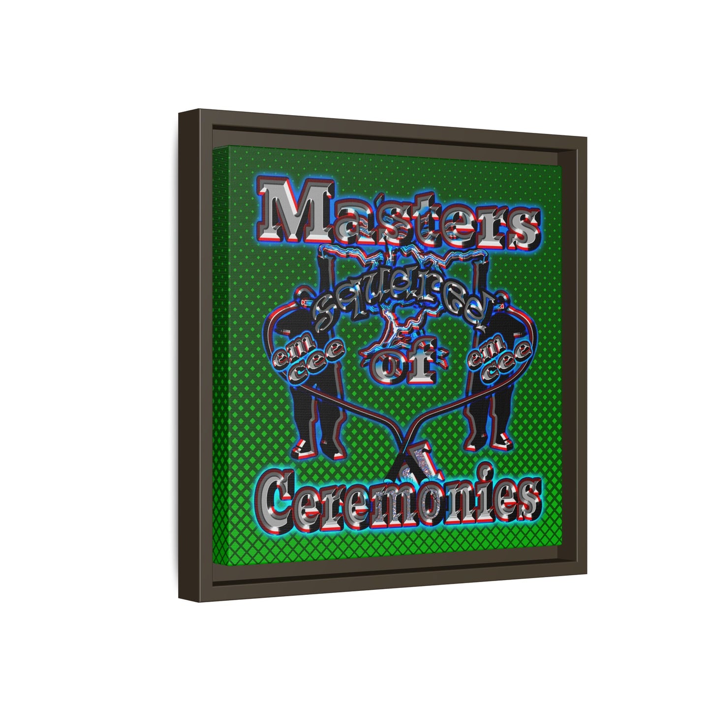 em cee squared - framed canvas art (logo green)