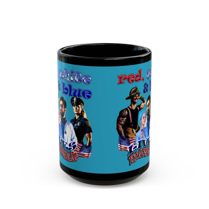 rw&b lives matter - Black Mug (turquoise)