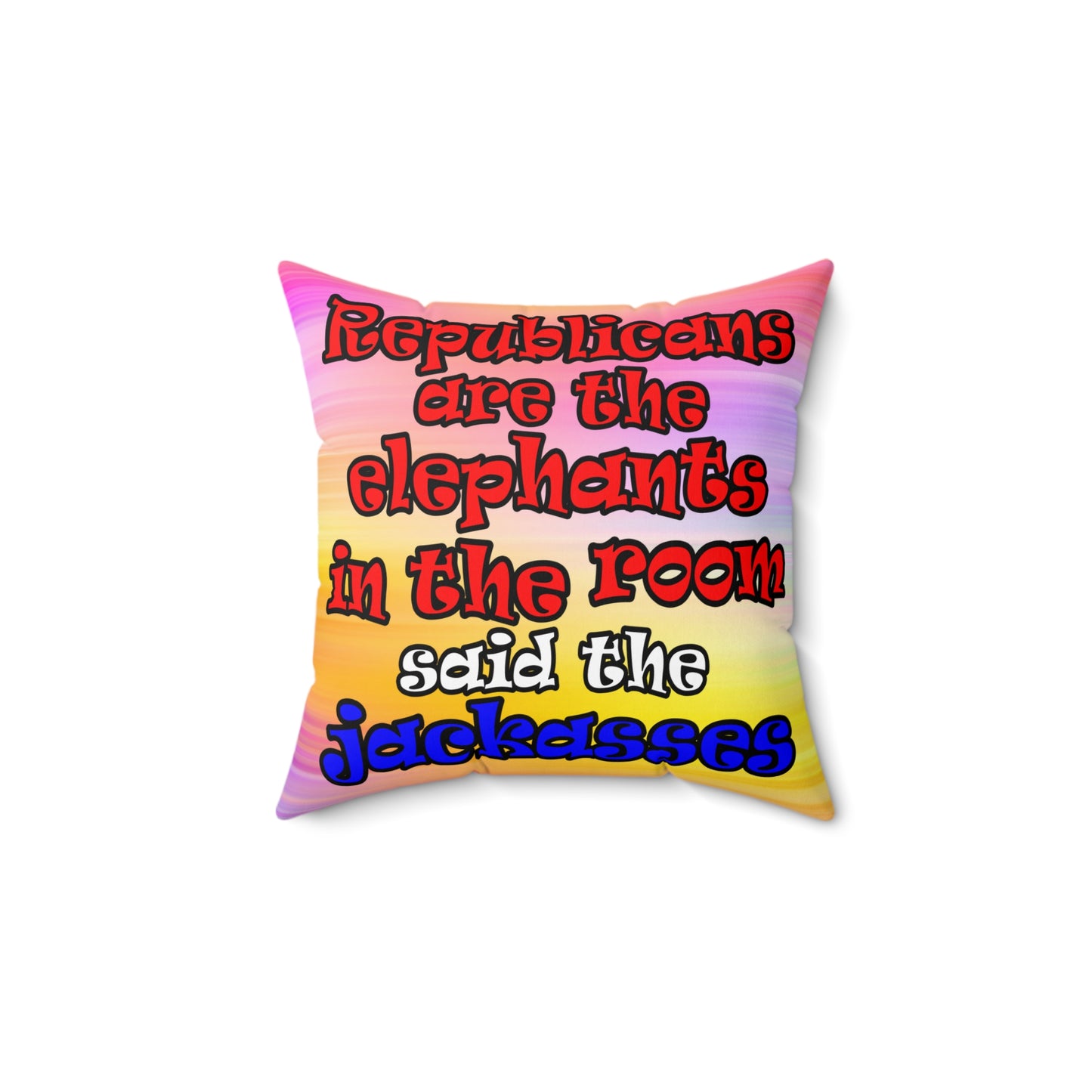 donkeys and elephants - Spun Polyester Square Pillow - (color blur)