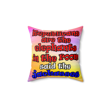 donkeys and elephants - Spun Polyester Square Pillow - (color blur)