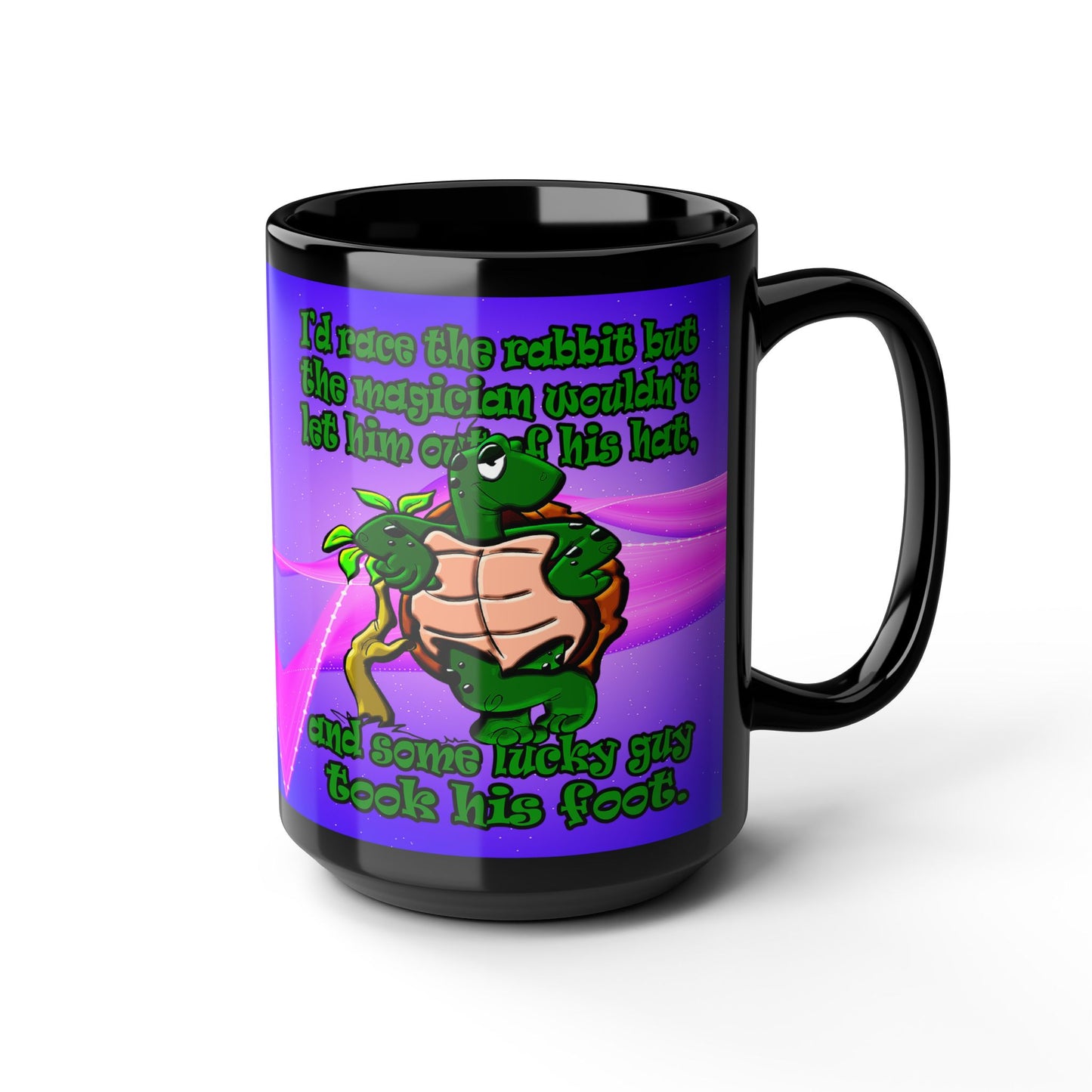 turtle race - Black Mug (purple-pink wave)