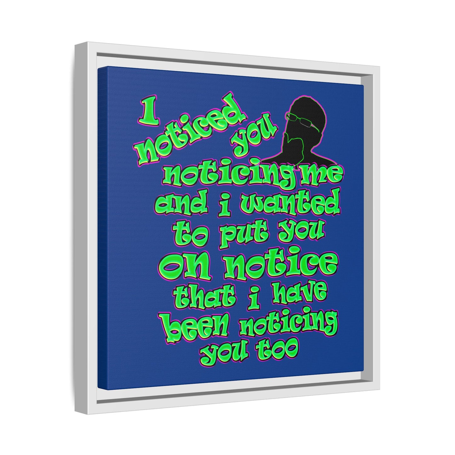 noticed you noticing - framed canvas art (dark blue)