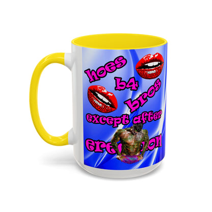 hoes b4 bros - Accent Mug (blue-white wave)
