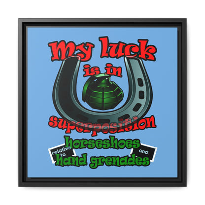 my luck - framed canvas art (light blue)