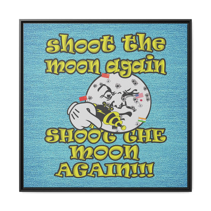 shoot the moon again - framed canvas art (faded blue)
