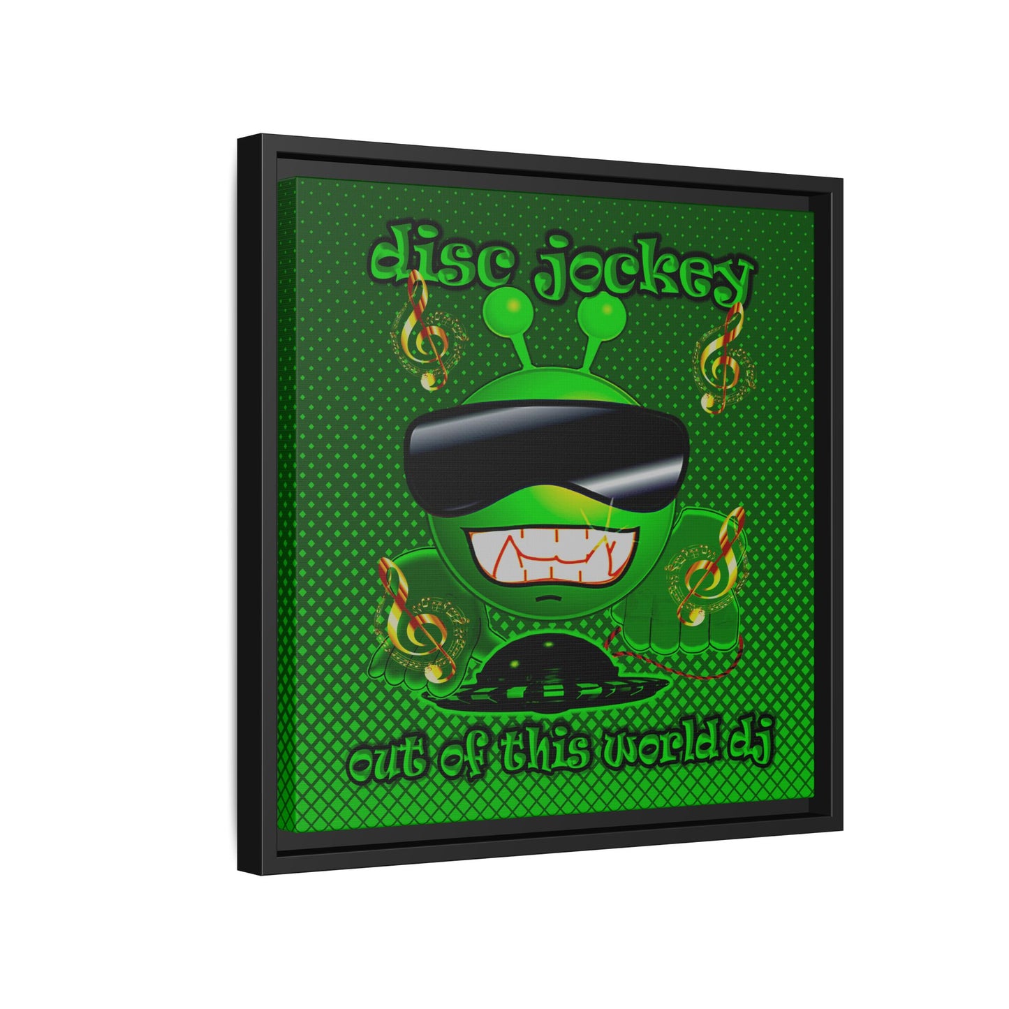disc jockey - framed canvas art (logo green)