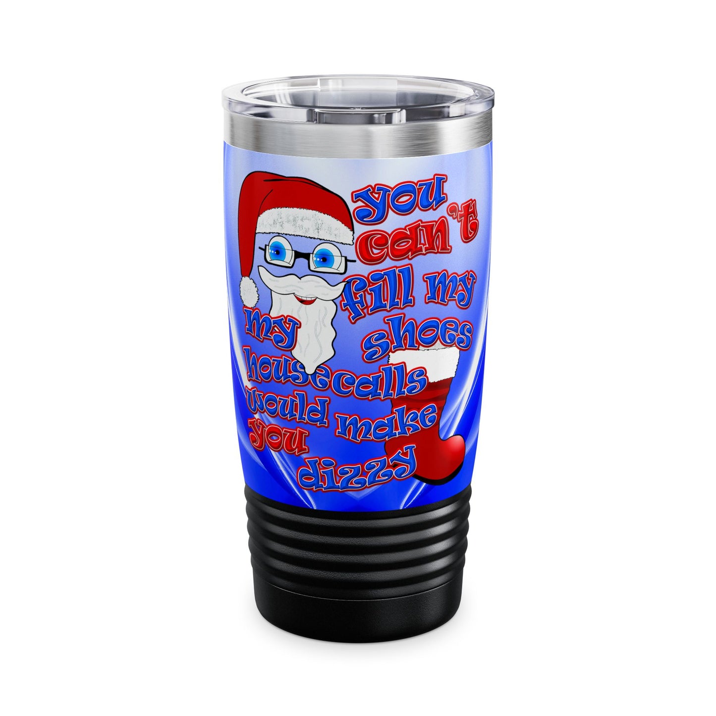 santa's shoes - Ringneck Tumbler, 20oz (blue-white wave)