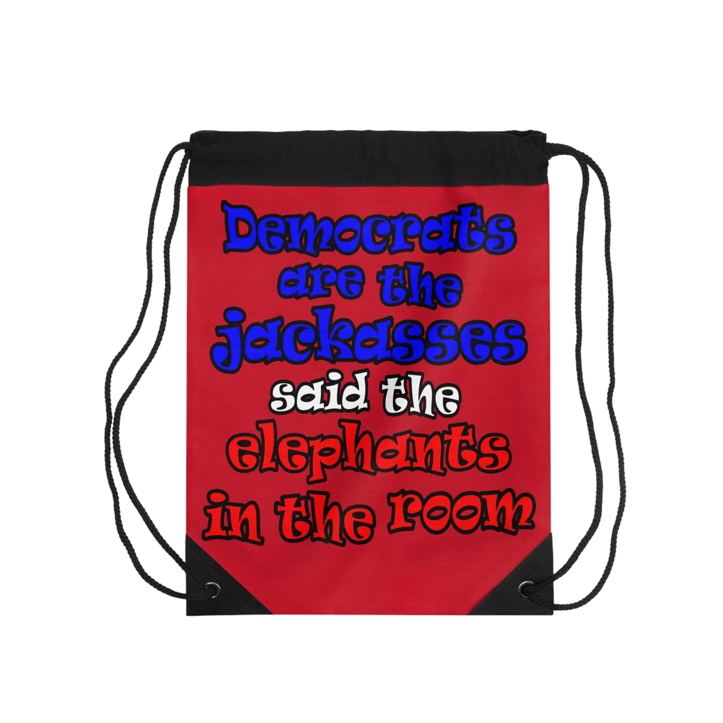 donkeys and elephants - Drawstring Bag (dark red)