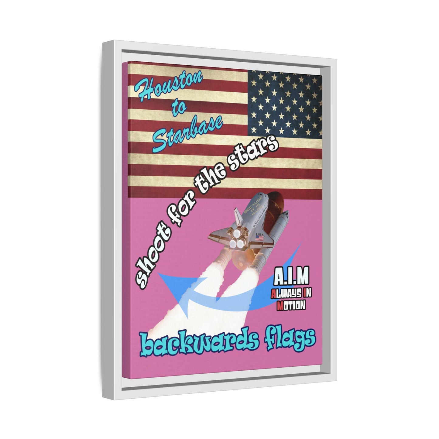 shoot for the stars - framed canvas art (light pink)