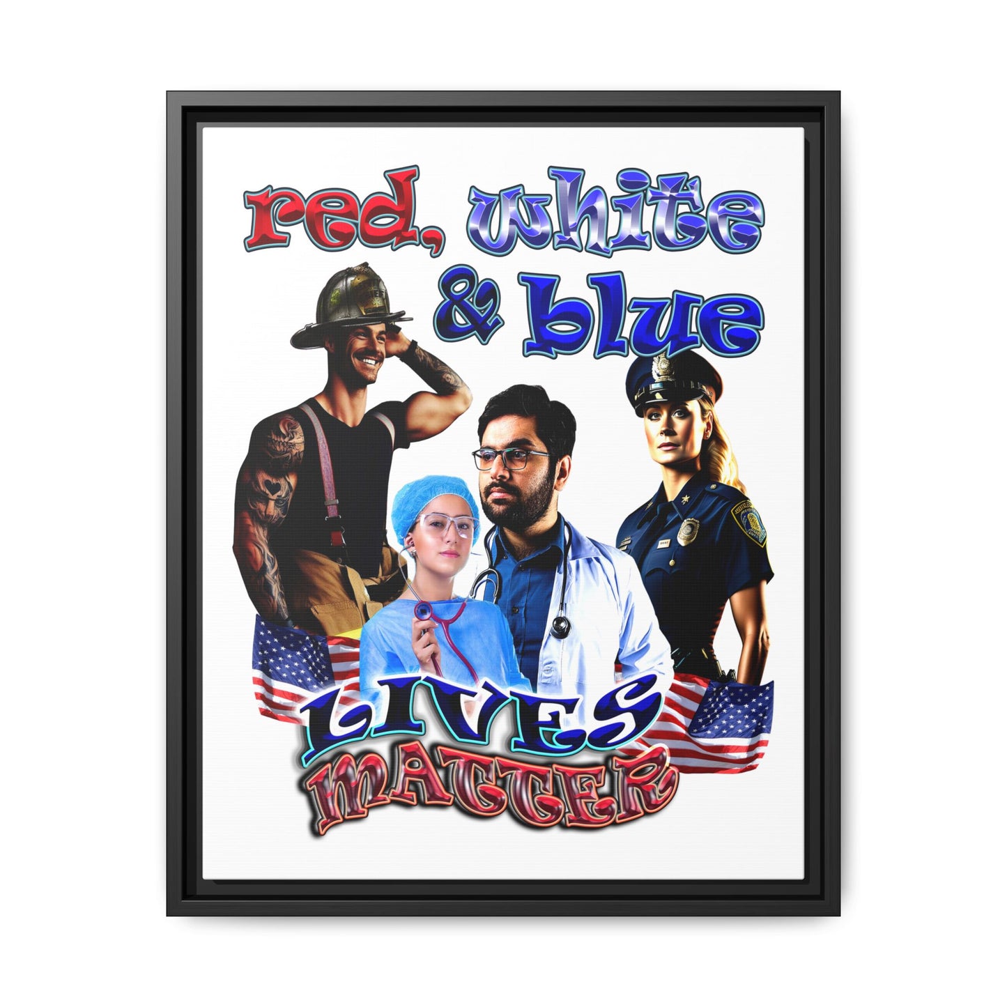 rw&b lives matter - framed canvas art (white)