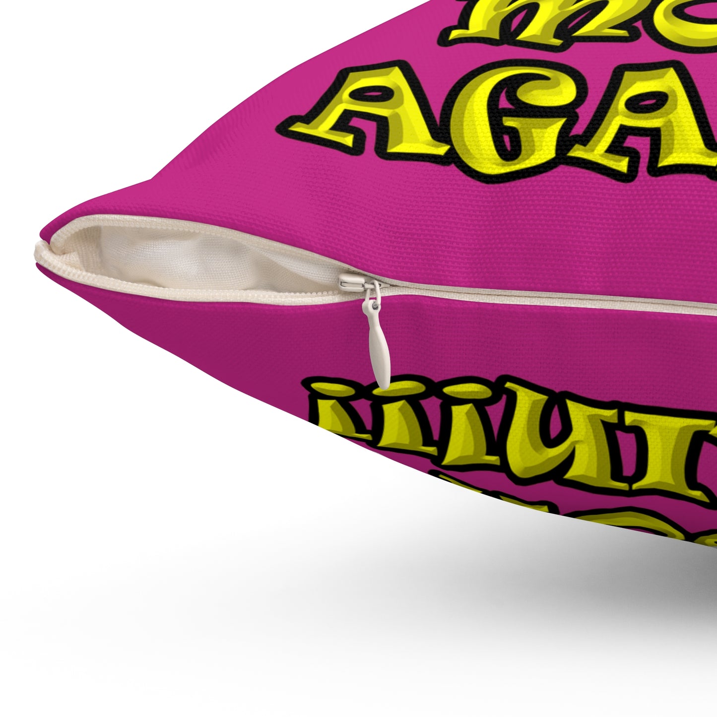 shoot the moon again - Spun Polyester Square Pillow - (pink)