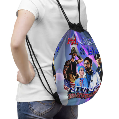 rw&b lives matter - Drawstring Bag (grey-pink wave)