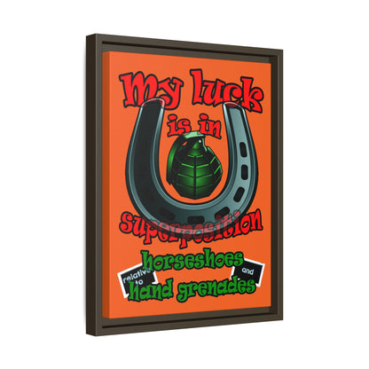 my luck - framed canvas art (orange)