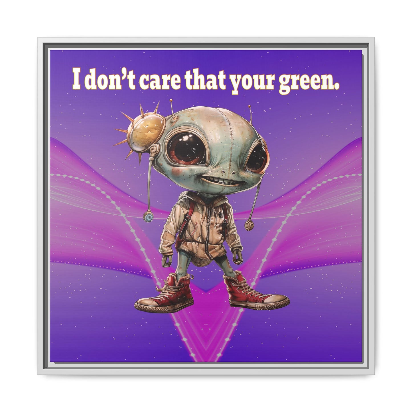 I don't care that your green - framed canvas art (purple-pink wave)