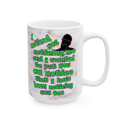 noticed you noticing - White Mug (white marble)