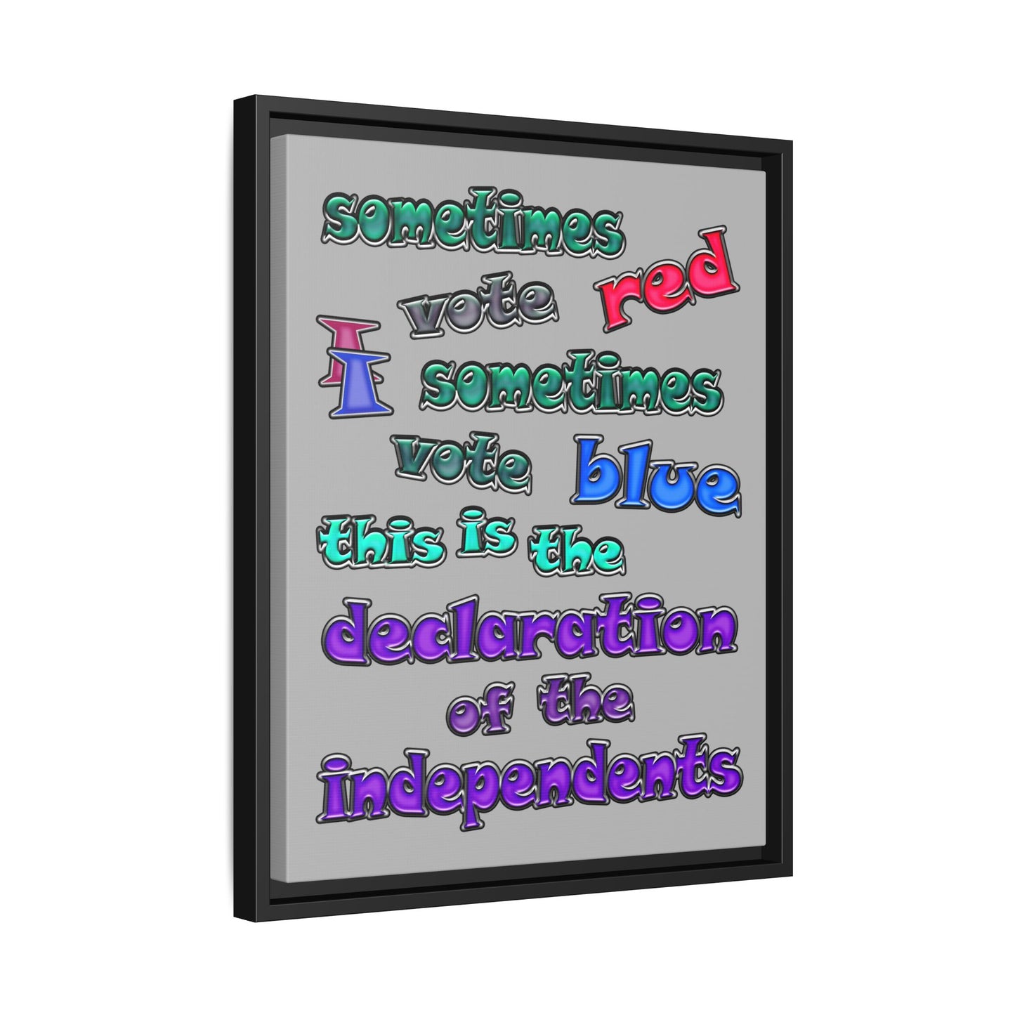declaration of the independents - framed canvas art (light grey)
