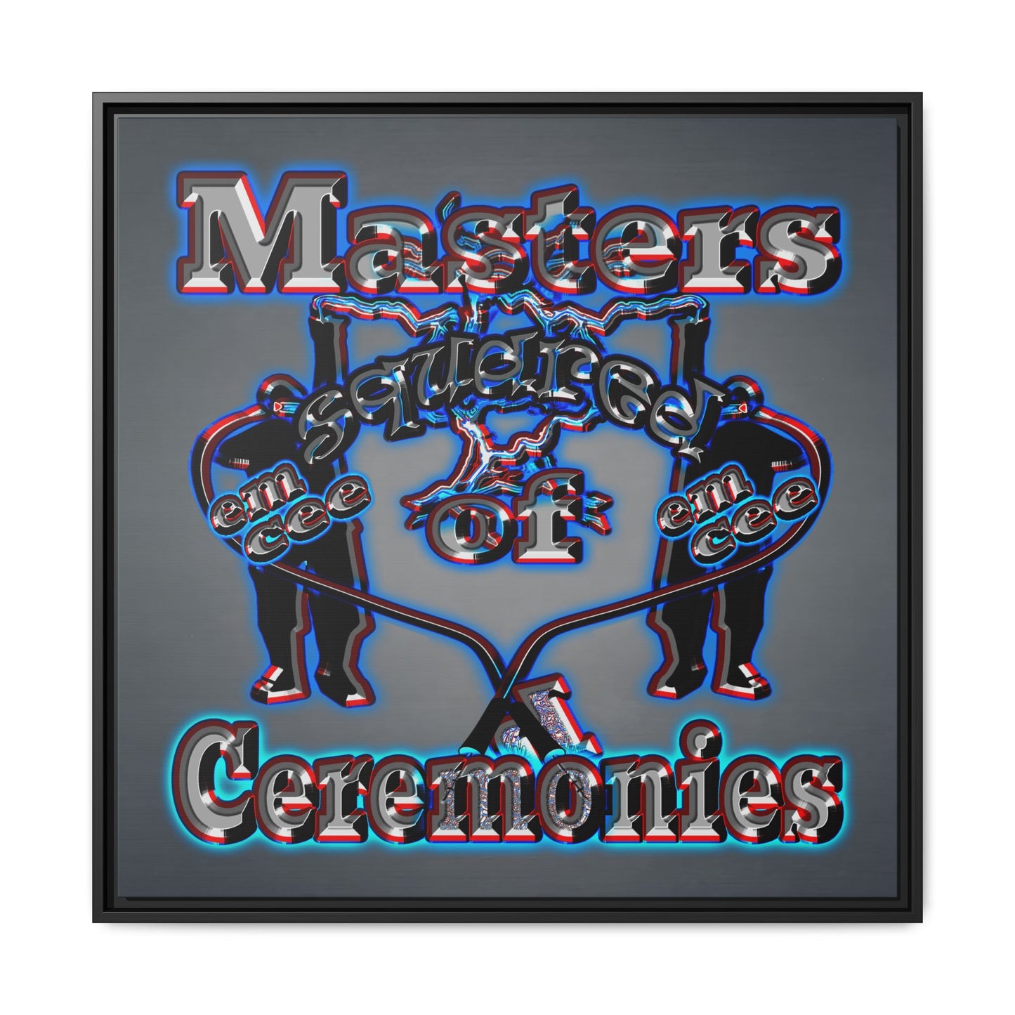 em cee squared - framed canvas art (grey-light grey)