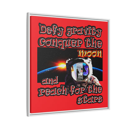 defy conquer reach - framed canvas art (red)