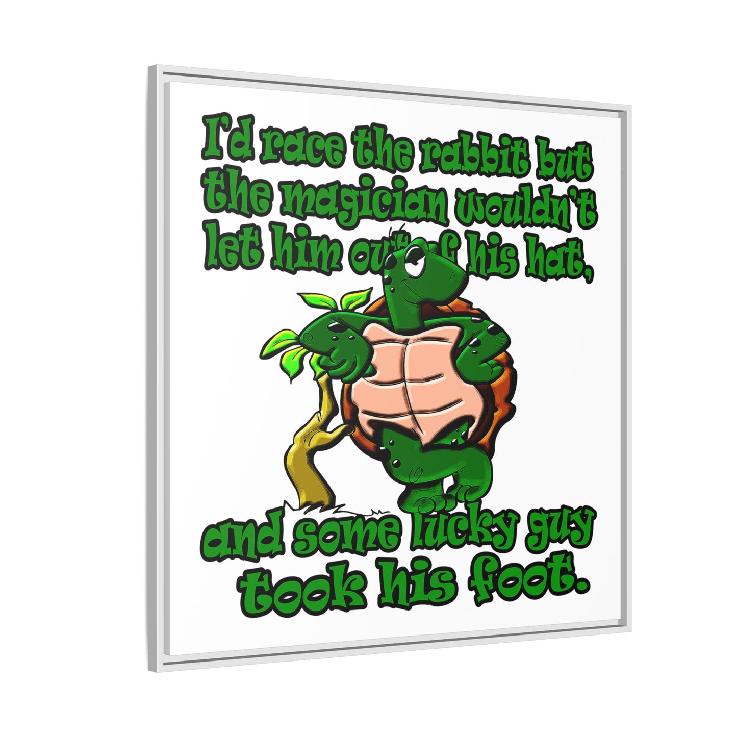 turtle race - framed canvas art (white)
