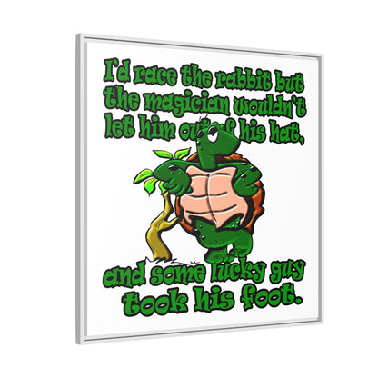 turtle race - framed canvas art (white)