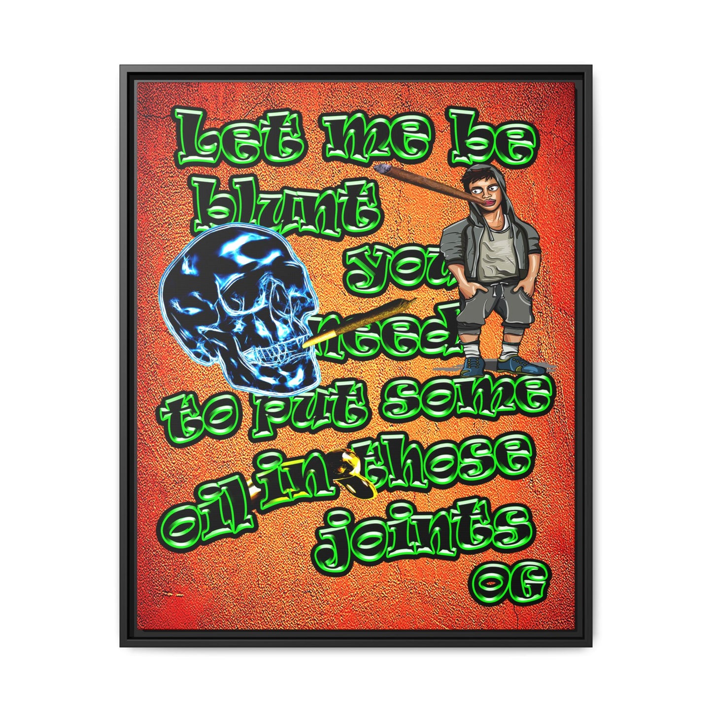 og - framed canvas art (burnt orange)