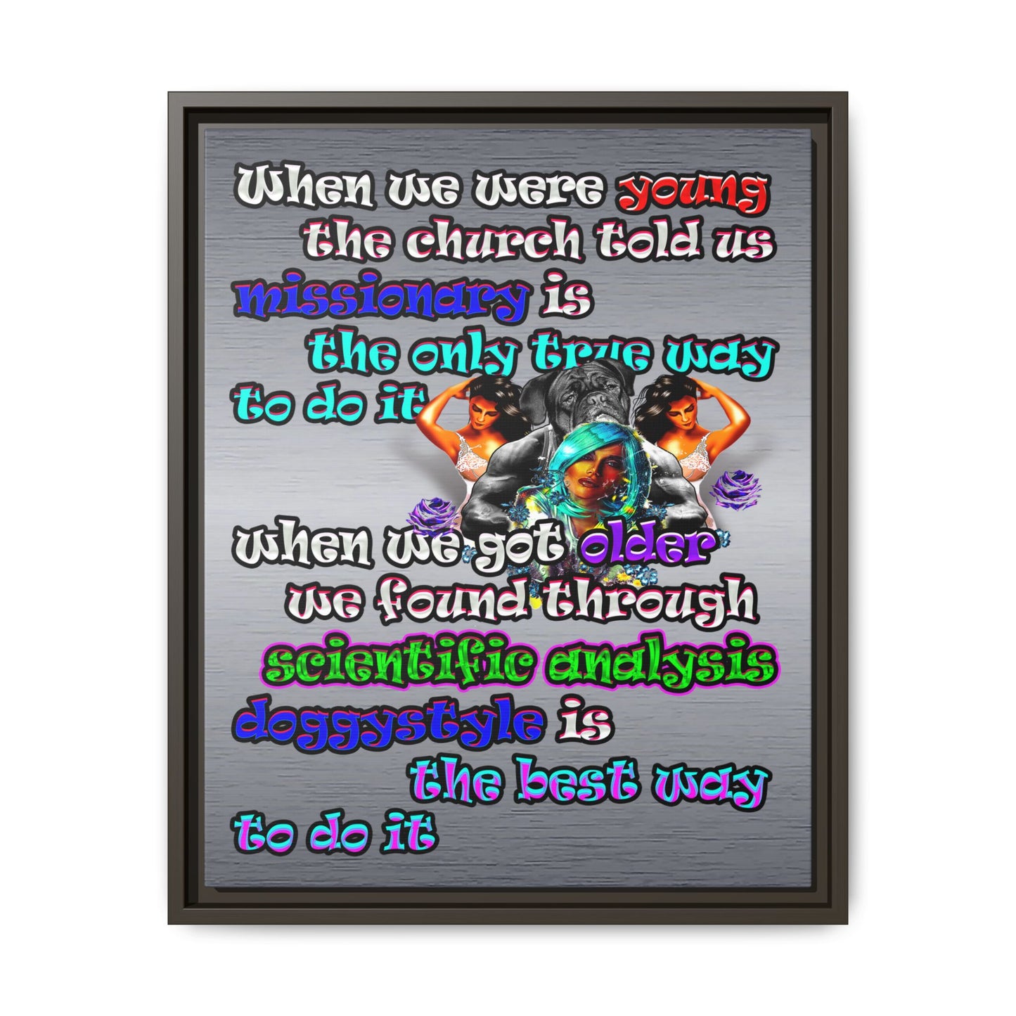 doggystyle - framed canvas art (brushed nickel)
