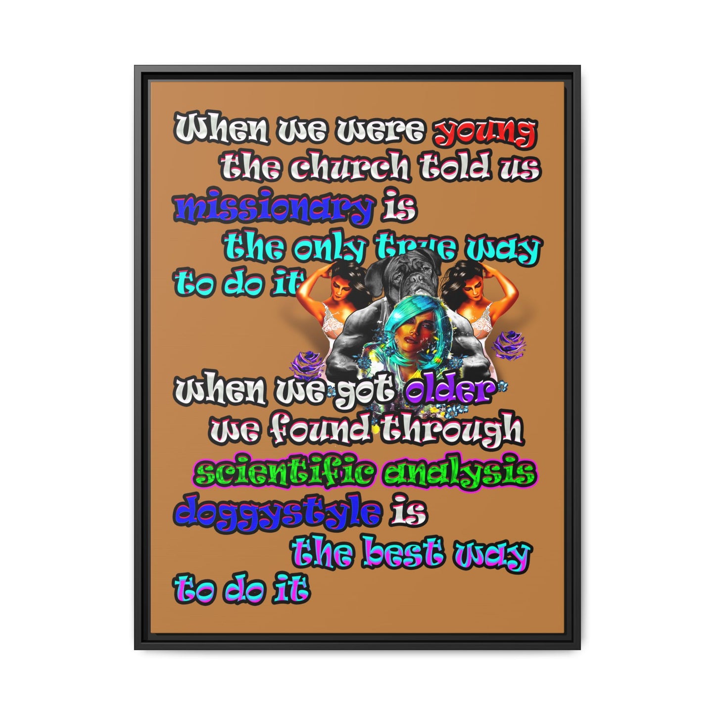 doggystyle - framed canvas art (light brown)