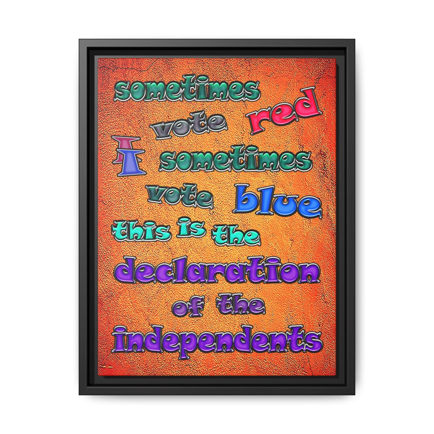 declaration of the independents - framed canvas art (burnt orange)