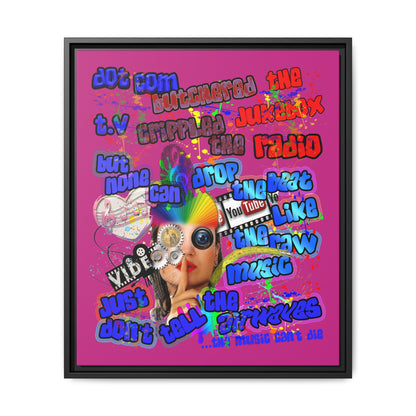 drop the beat - framed canvas art (pink)