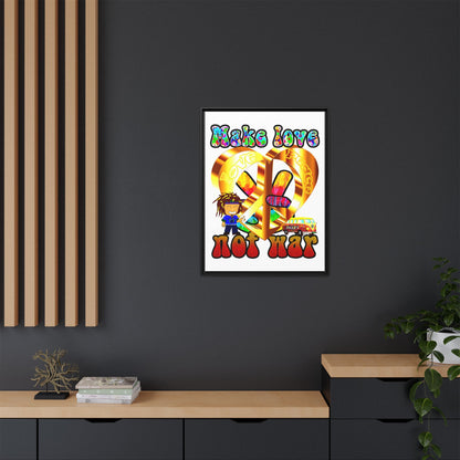 love peace - framed canvas art (white)