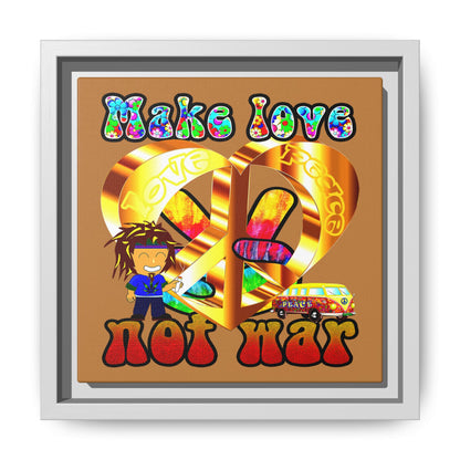love peace - framed canvas art (light brown)
