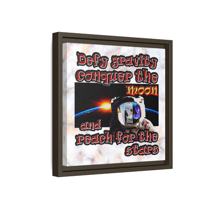 defy conquer reach - framed canvas art (white marble)