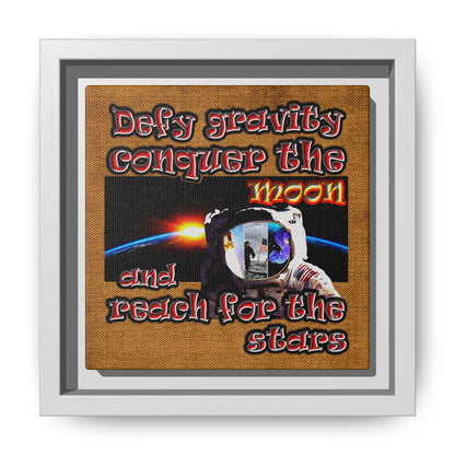 defy conquer reach - framed canvas art (brown papyrus)