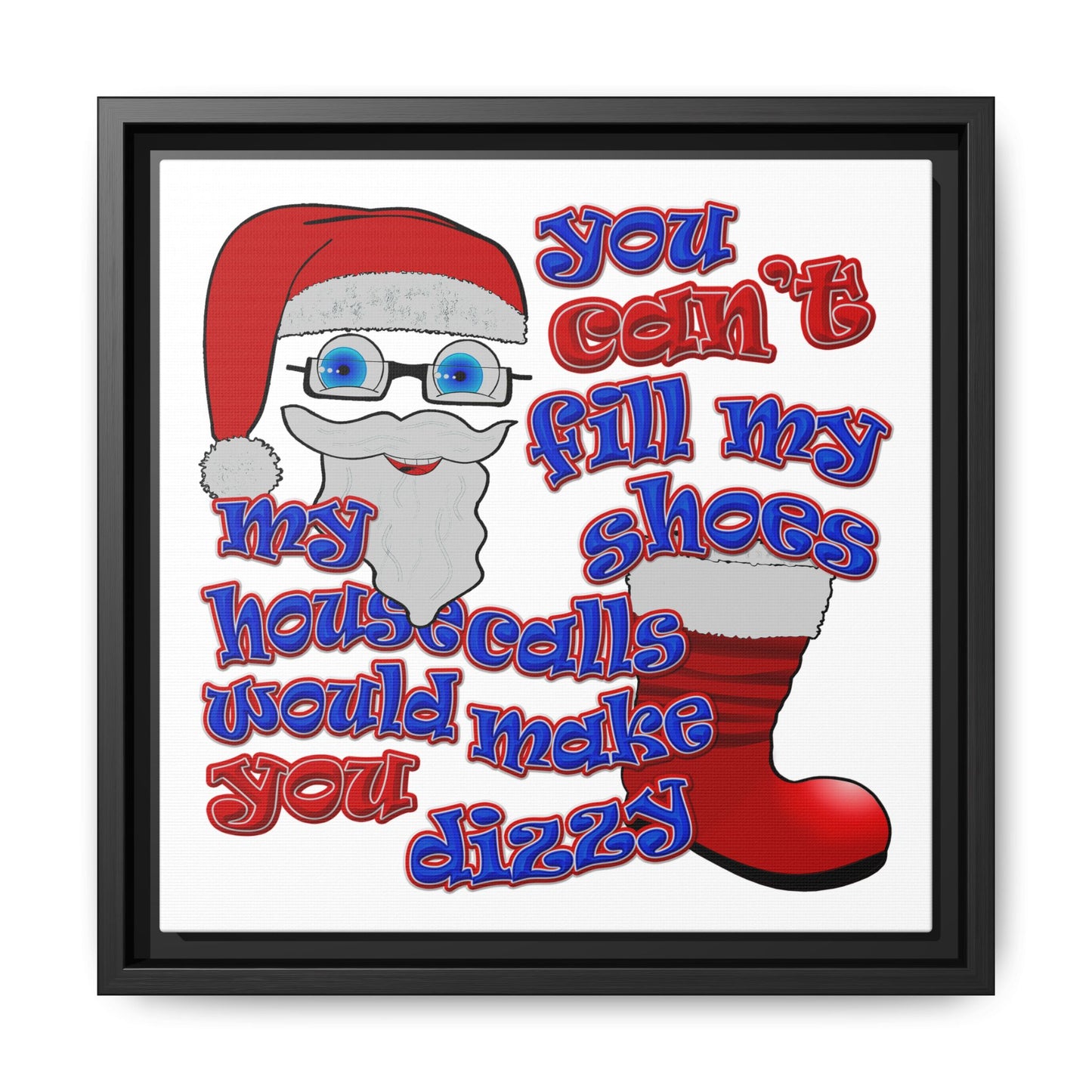 santa's shoes - framed canvas art (white)