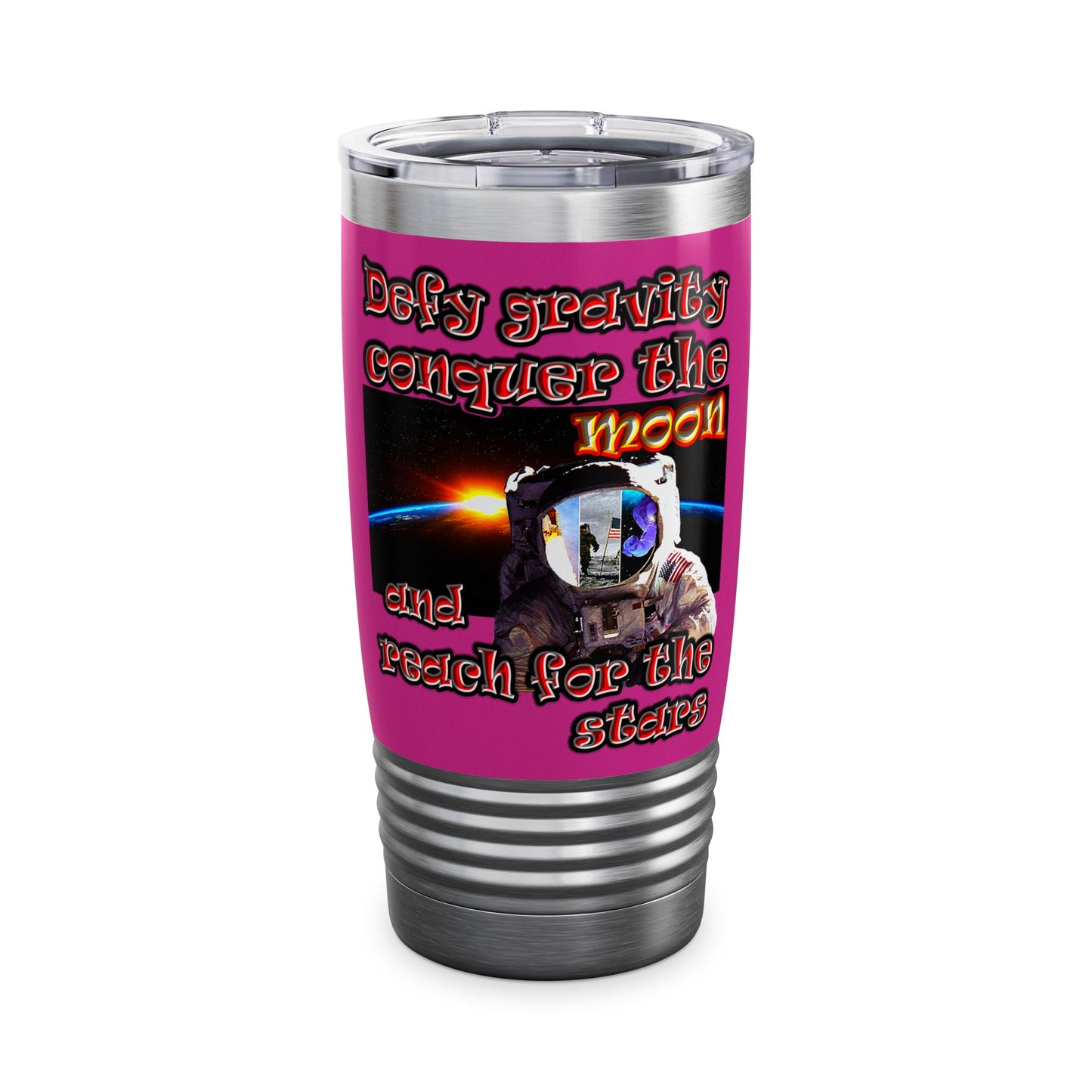 defy conquer reach - Ringneck Tumbler, 20oz (pink)