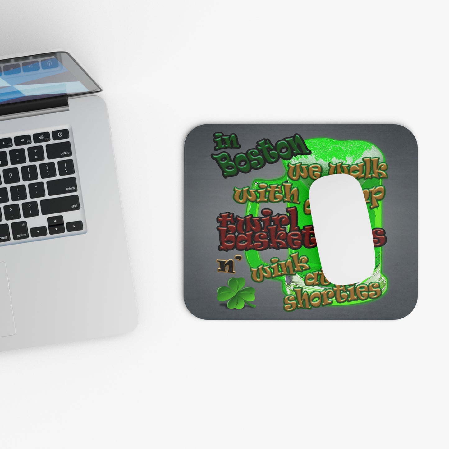 celtics logo - Mouse Pad (Rectangle) (grey-light grey)