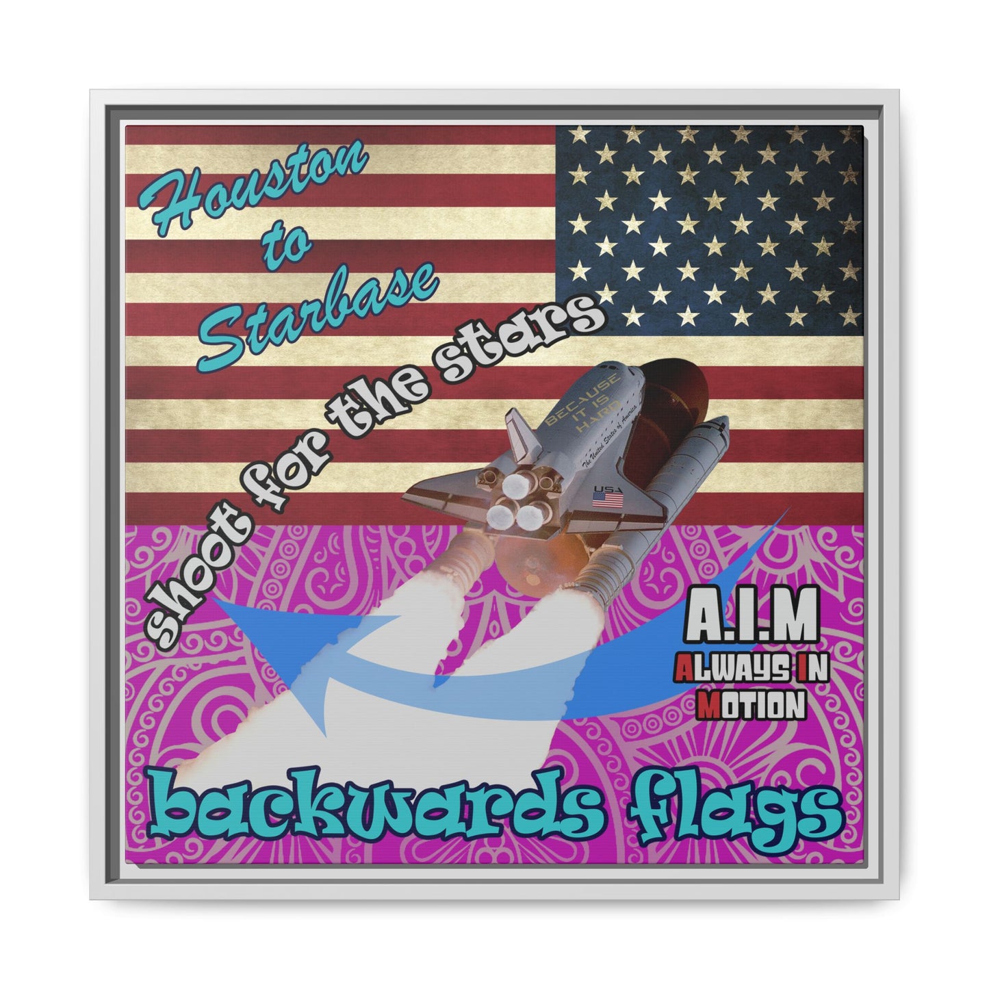 shoot for the stars - framed canvas art (pink swirl)
