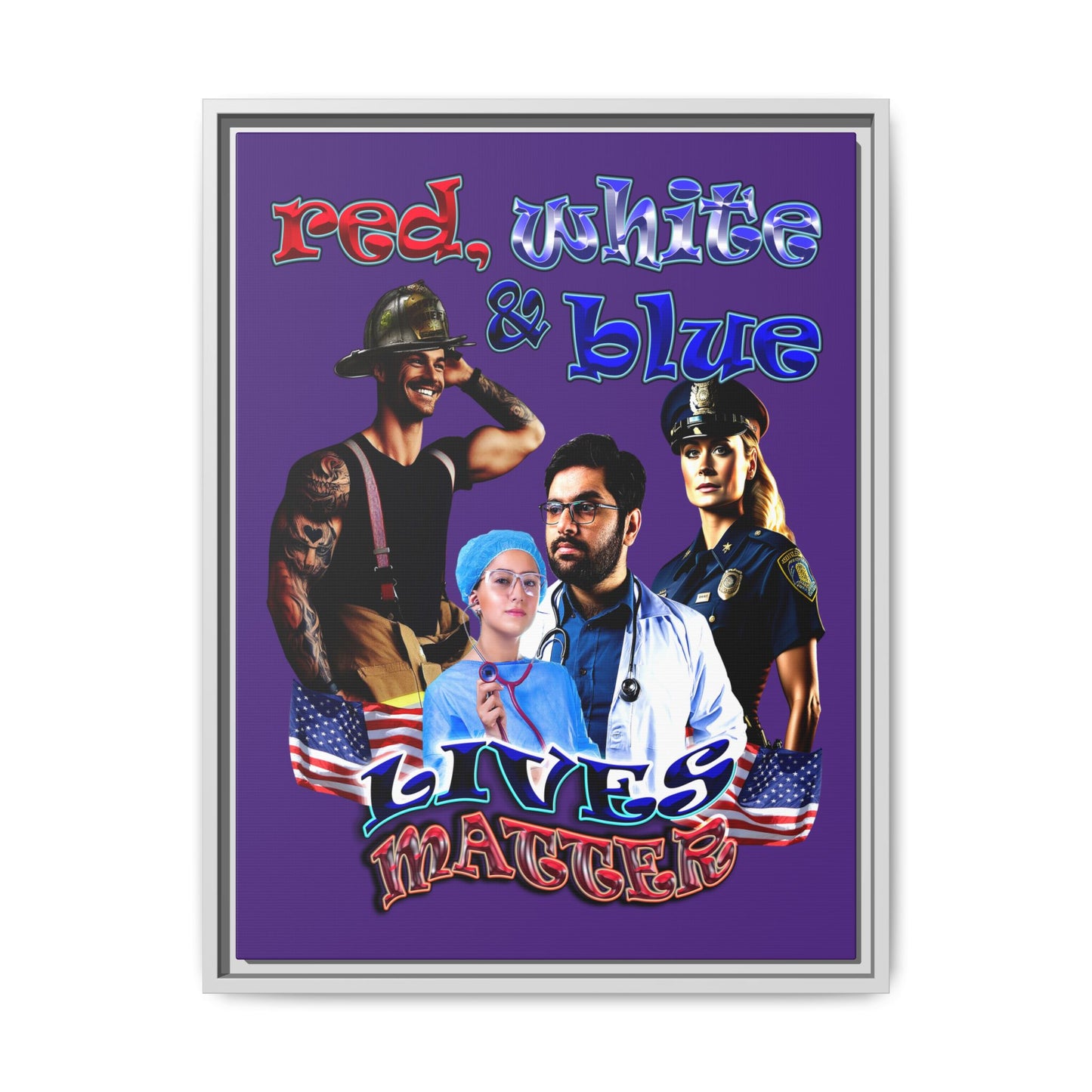 rw&b lives matter - framed canvas art (purple)