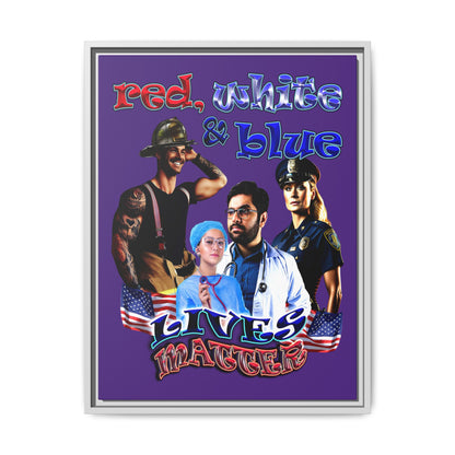 rw&b lives matter - framed canvas art (purple)