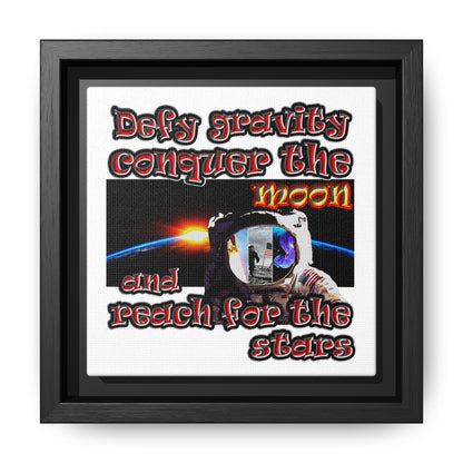 defy conquer reach - framed canvas art (white)